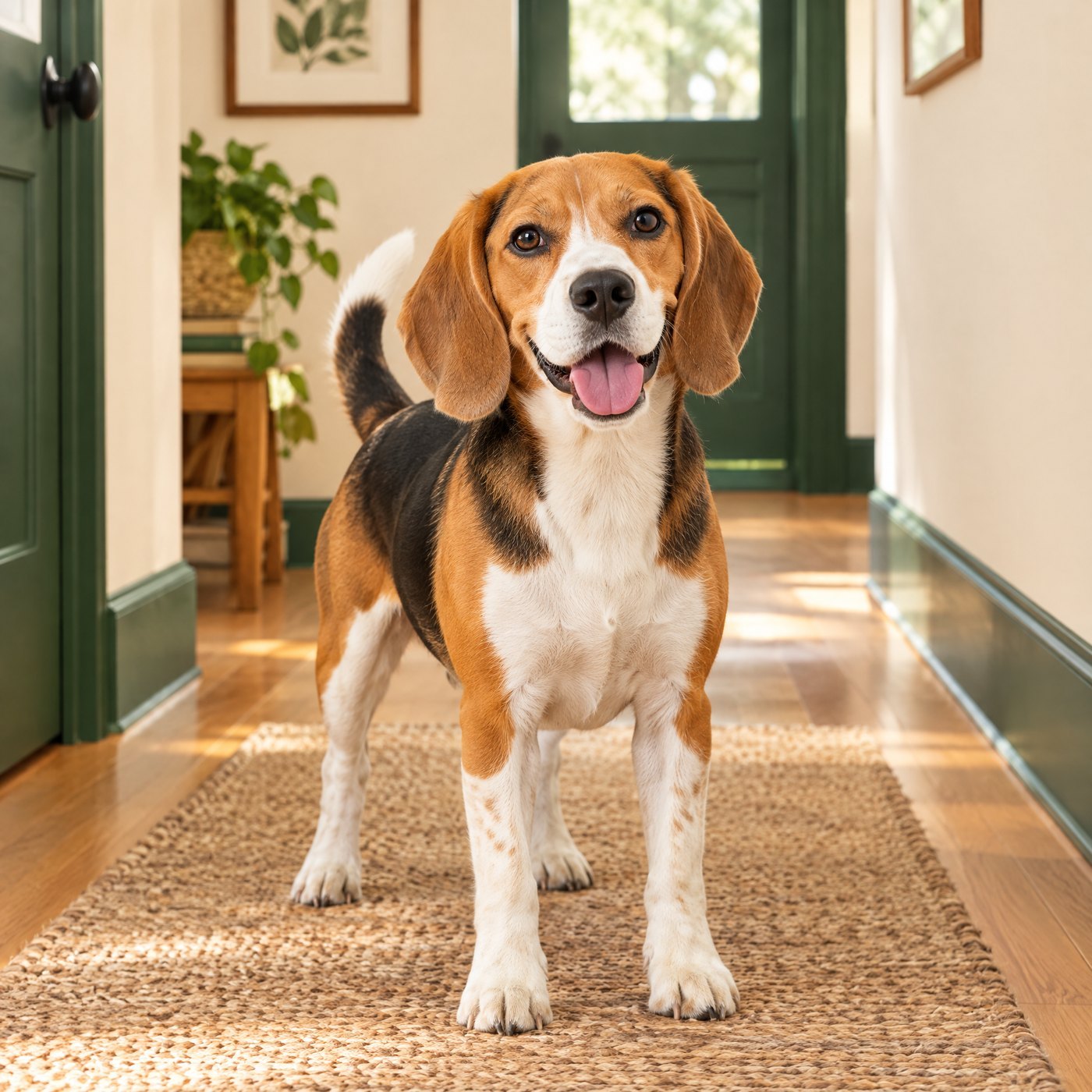 Beagle in a calm home environment