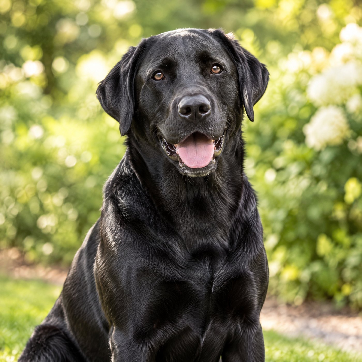 Black Labrador after an outdoor walk