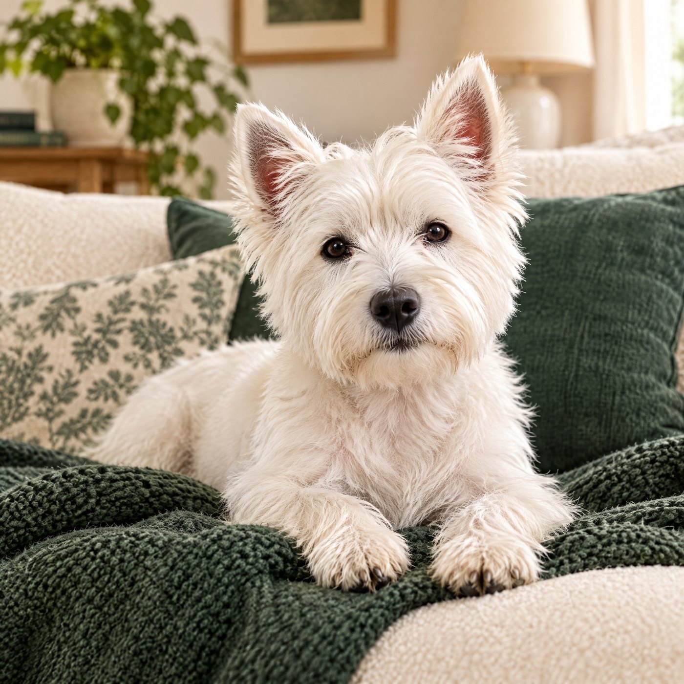 Small terrier relaxing indoors